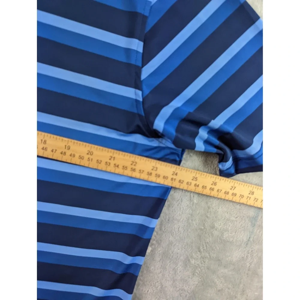 Peter Millar Polo Shirt Mens XL Blue Tour Fit Stripe Golf Stretch Performance